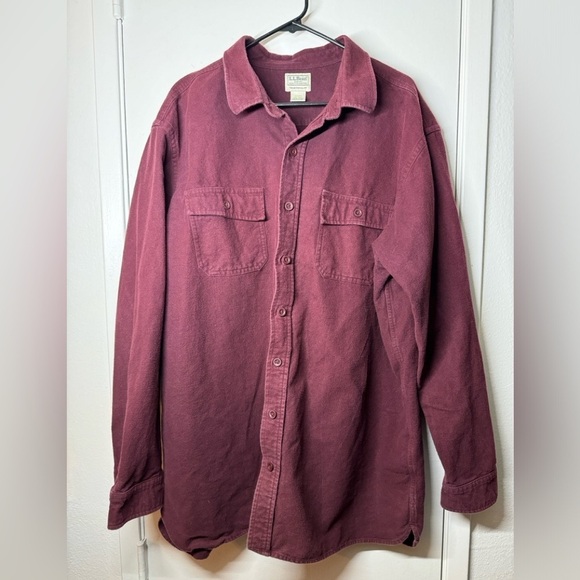 L.L. Bean Other - L.L. Bean Maroon 100% Cotton Traditional Fit Button Front Flannel Size XXL-Tall